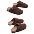 thumbnail image 3 of Zapatillas de mujer, clogs & mules de gamuza y piel con soporte en arco, casuales, café, 3 of 6