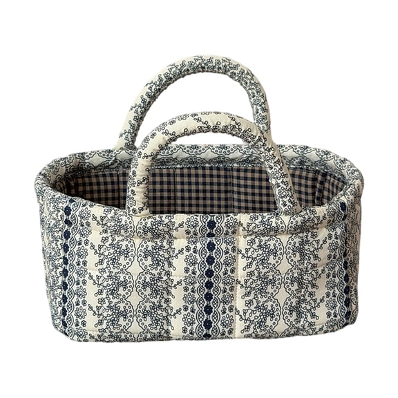 Storage Basket, Pastoral Floral Fabric Organizer for Laundry Desktop Cosmetics and Toys Versatile Multipurpose Bin for Home Snacks and Sundries Storage