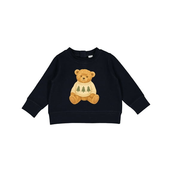 Inktastic Vintage Teddy Bear in Sweater with Christmas Trees Baby Sweatshirt