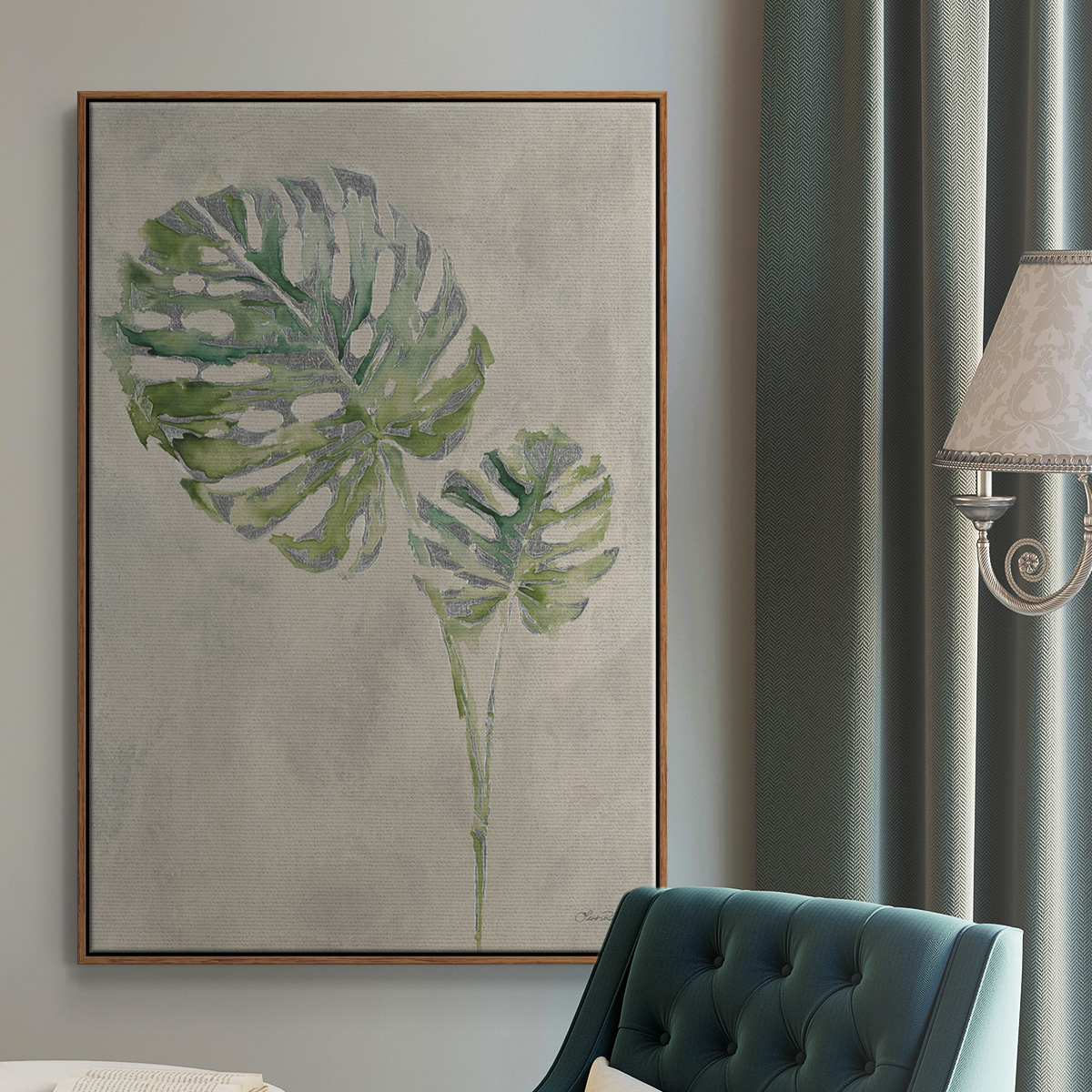 Fresh Unfolds III Framed Premium Gallery Wrapped Canvas - Ready to Hang - 17 x 25 - Walnut Floating Frame