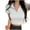 White, variant on Womens Tops Short-sleeved Lapel Striped Solid-color Casual T-shirt Black M