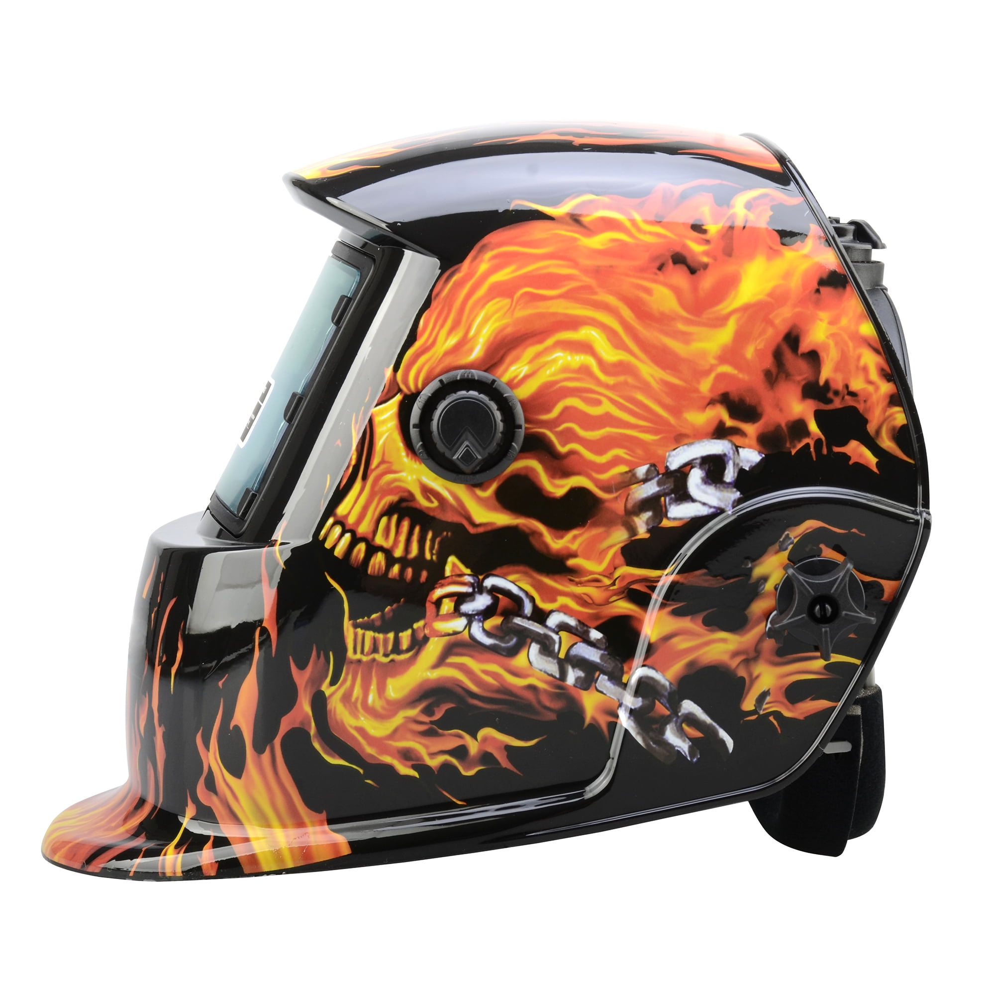 Welding Helmet Auto Darkening Welding Mask with Shade Range 9-13 Solar Powered Weld Hood Flaming Skull Style