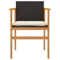 thumbnail image 3 of vidaXL Garden Chairs with Cushions 2 pcs Black Poly Rattan&Solid Wood, 3 of 5