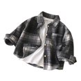 thumbnail image 3 of TOWED22 Toddler Baby Boys Plaid Flannel Shirt Long Sleeve Button Down Shirts(Black,2-3 Y), 3 of 6