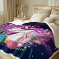 thumbnail image 2 of Galaxy Unicorn Throw Blankets for Couch, Space Unicorn Floral Plush Soft Fleece Throw Purple Pink, Cute Unicorn Sherpa Plush Blanket for Kids Girls Boys (Twin 60"x80"), 2 of 6