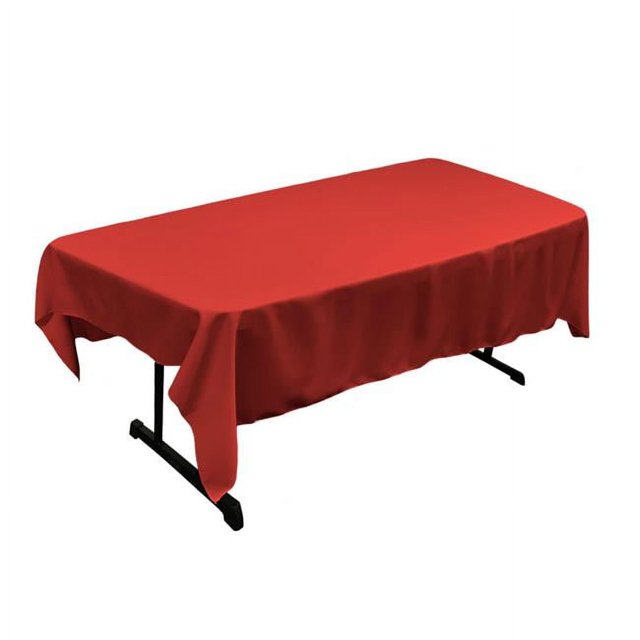 LA Linen TCpop60x84-RedP98 Nappe Rectangulaire en Polyester, Rouge - 60 x 84 Po.