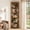Brown, variant on Fnova 71" 6-Tier Tall Corner Bookshelf, Rustic Wooden Narrow Corner Bookcase with Artistic Square Rack, Freestanding Display Storage Shelf for Space-Saving Home Organizing