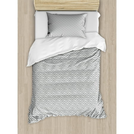 Greek Key Duvet Cover Set Geometric Lines Abstract Pattern With