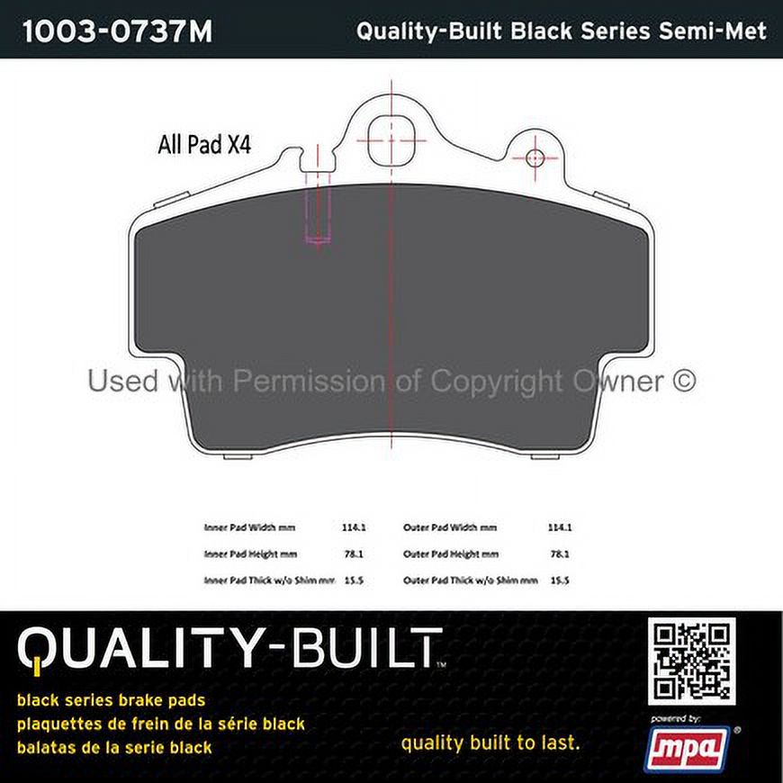 Mpa Electrical 1003-0737M Quality Built Disc Brake Pad Set   Black Series,