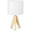 thumbnail image 6 of Small Cute Table Lamp, Wood Tripod Nightstand Lamp, Mid Century Bedside Lamp with Linen Fabric Shade for Nursery, Living Room, Bedroom, End Table, UL Listed, 14.2 Inch, ON/Off Switch, 6 of 6
