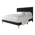 thumbnail image 2 of Castle Place Modern Diamond Tufted Velvet Upholstered King Bed, Black, 2 of 11