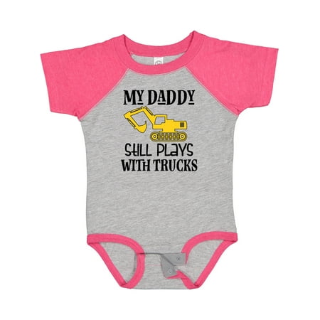 

Inktastic Construction Daddy Still Plays with Trucks Gift Baby Boy or Baby Girl Bodysuit