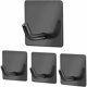 thumbnail image 1 of Ganchos de pared autoadhesivos 4 piezas Ganchos adhesivos negros de acero inoxidable Antióxido e impermeable Almacenamiento de baño Toallero Sin rastro Familia y oficina, 1 of 5