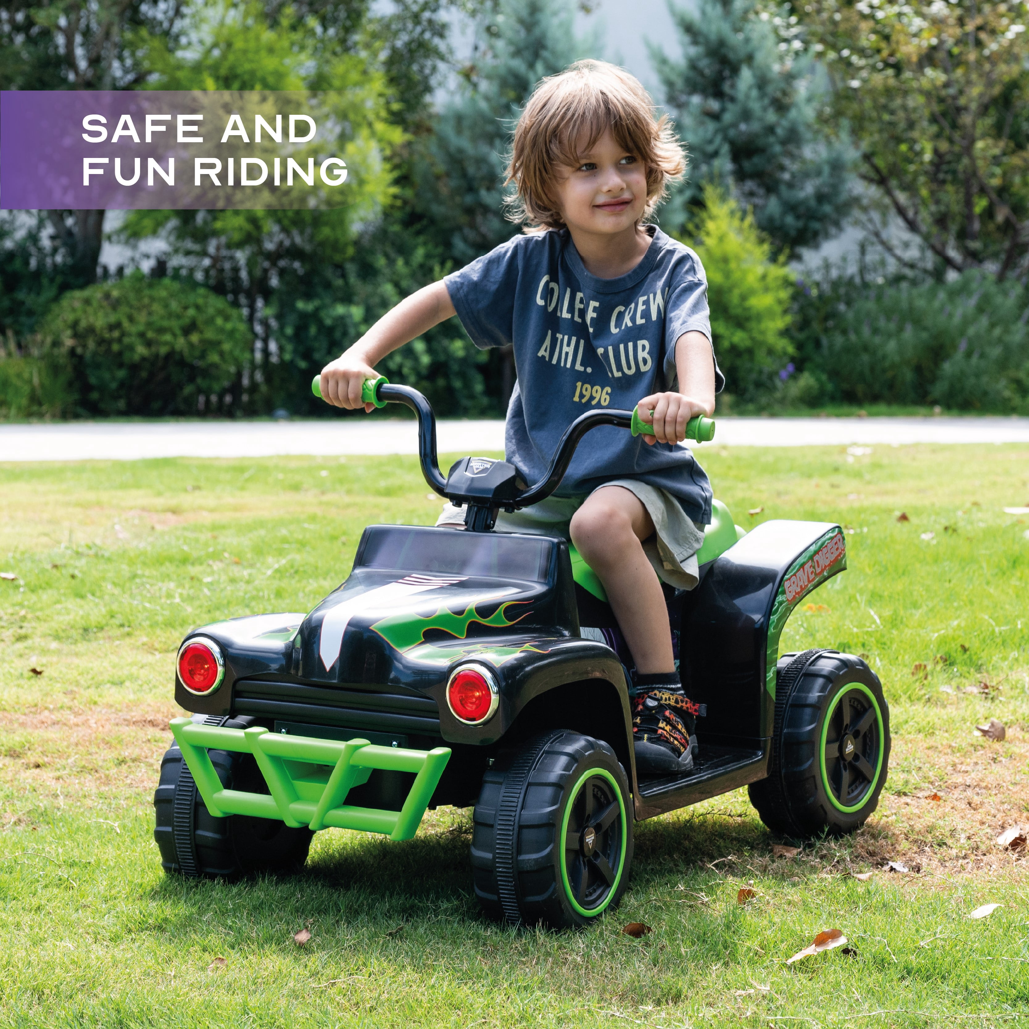 Monster Jam 12V Grave Digger Kids 1 Seat Ride-On ATV with 3.5 MPH Top Speed, Forward/Reverse Controls and Rechargeable Battery