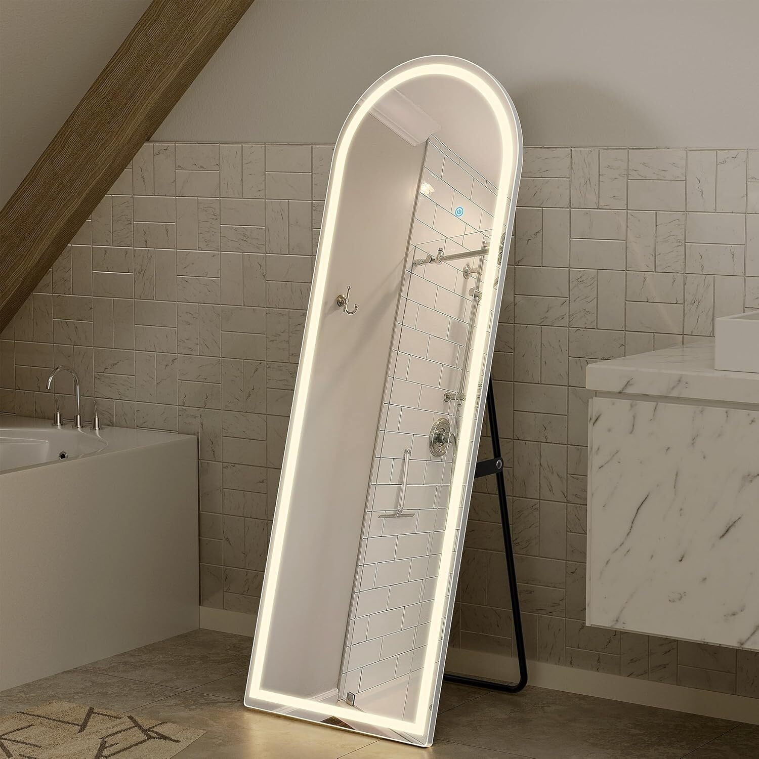 Lumora 21"x64" LED Arched Full Length Mirror Floor Mirror with Dimming & 3 Color Lighting
