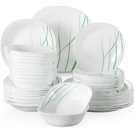 

Ceramic tablewareFionaglas 60-Piece Dinnerware Set Ivory White Opal Glassware Break Resistant Dinner Sets with Dessert Plates/Soup Plates/Dinner Plates/Cups/Saucers Service for 12