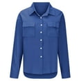thumbnail image 4 of Perfectbot Womens Button Down Shirts Long Sleeve Linen V Neck Tops Loose Roll Up Work Blouse, 4 of 6