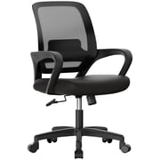 CELTOSS Ergonomic Home Office Chair, Mid Back Lumbar Support Desk Chair, Adjustable Height with Armrests for Adults, Black