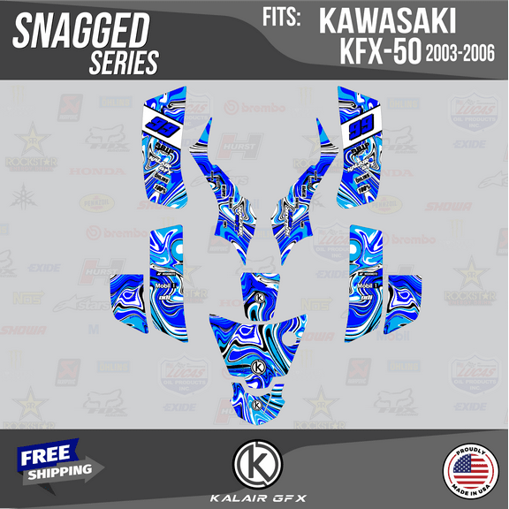 Kalair GFX Graphics Kit for Kawasaki ATV KFX50 (2003-2006) Snagged Series