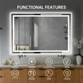 thumbnail image 2 of LED Mirror for Bathroom, Front& Backlight LED Bathroom Mirror, 3 Colors Dimmable Light Vanity Mirror Horizontal/Vertical Wall-Mounted, Anti-Fog, Shatter-Proof and Memory Function, 2 of 9