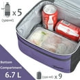 thumbnail image 3 of Tirrinia Insulated Lunch Box for Men Women, Leakproof Thermal Bento Lunch Bag Cooler Tote, Dual Compartment with Shoulder Strap, 10.3" x 7.5" x 8.6", Black & Purple, 3 of 7