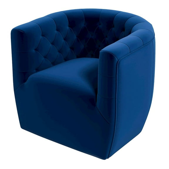 Ashcroft Furniture Delaney Dark Blue Velvet Swivel Chair