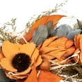 thumbnail image 4 of Northlight Shaved Wood Sunflowers and Wheat Small Artificial Fall Harvest Wreath - 12" - Unlit, 4 of 7