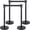 Black rope | 4-pack, variant on 2 Pack Retractable Belt Stanchions - Crowd Control Queue Posts with 6.5FT Belts for Airport Store and Event Line Management