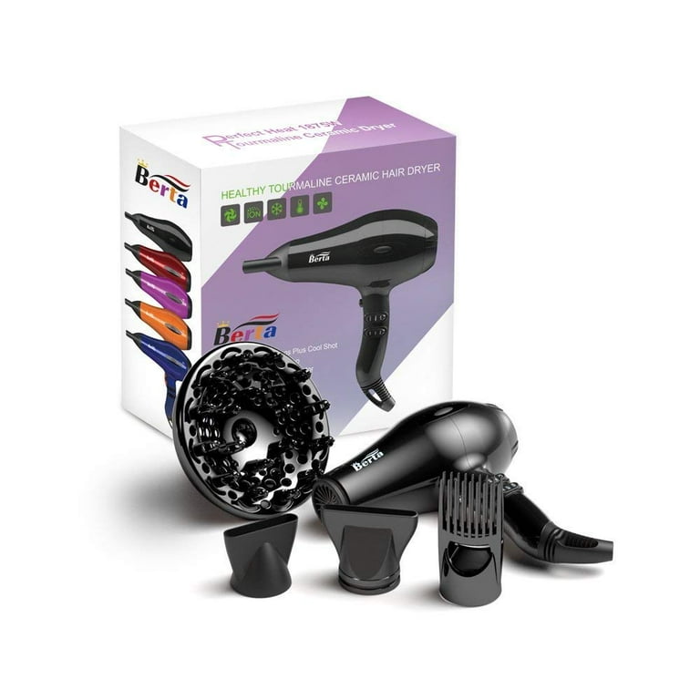 Berta 1875W Hair Dryer Negative Ionic Blow Dryer Attachments,
