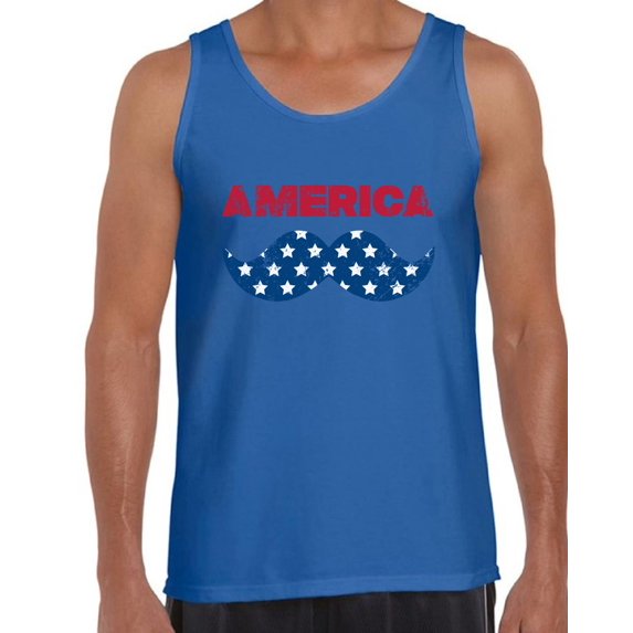 Awkward Styles Men's America Patriotic Mustache Graphic Tank Tops USA Independence Day 4th of July