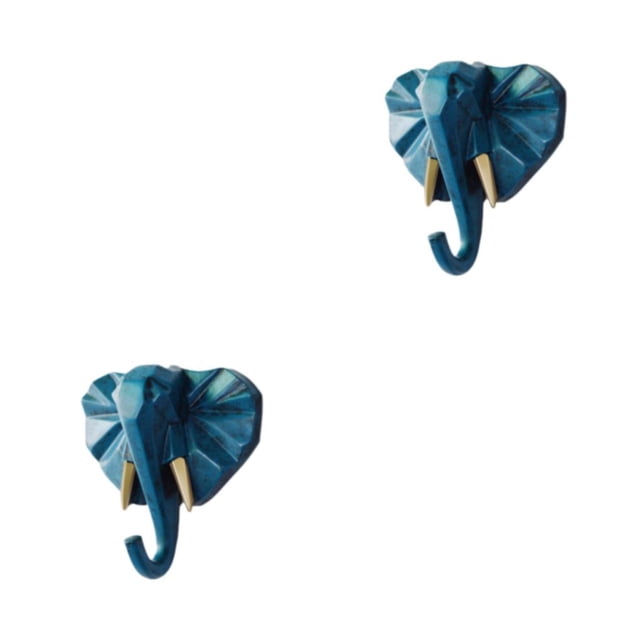 Guardoinrt Animal Head Coat Hook Resin Elephant Head For Unique Decorative Touch Good Retro blue(elephant) 2Set