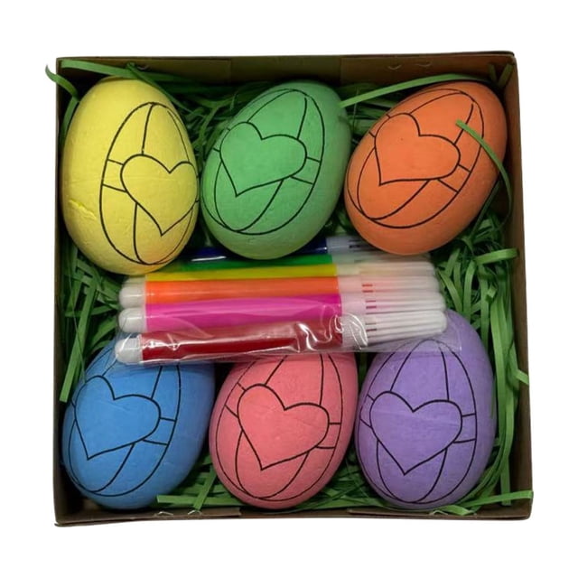 Yhmxh Huevos de Pascua de madera, 6 huevos de madera blancos para manualidades, kit para decorar huevos falsos con pinturas y pinceles, kit de manualidades de Pascua para decorar huevos, rellenos p