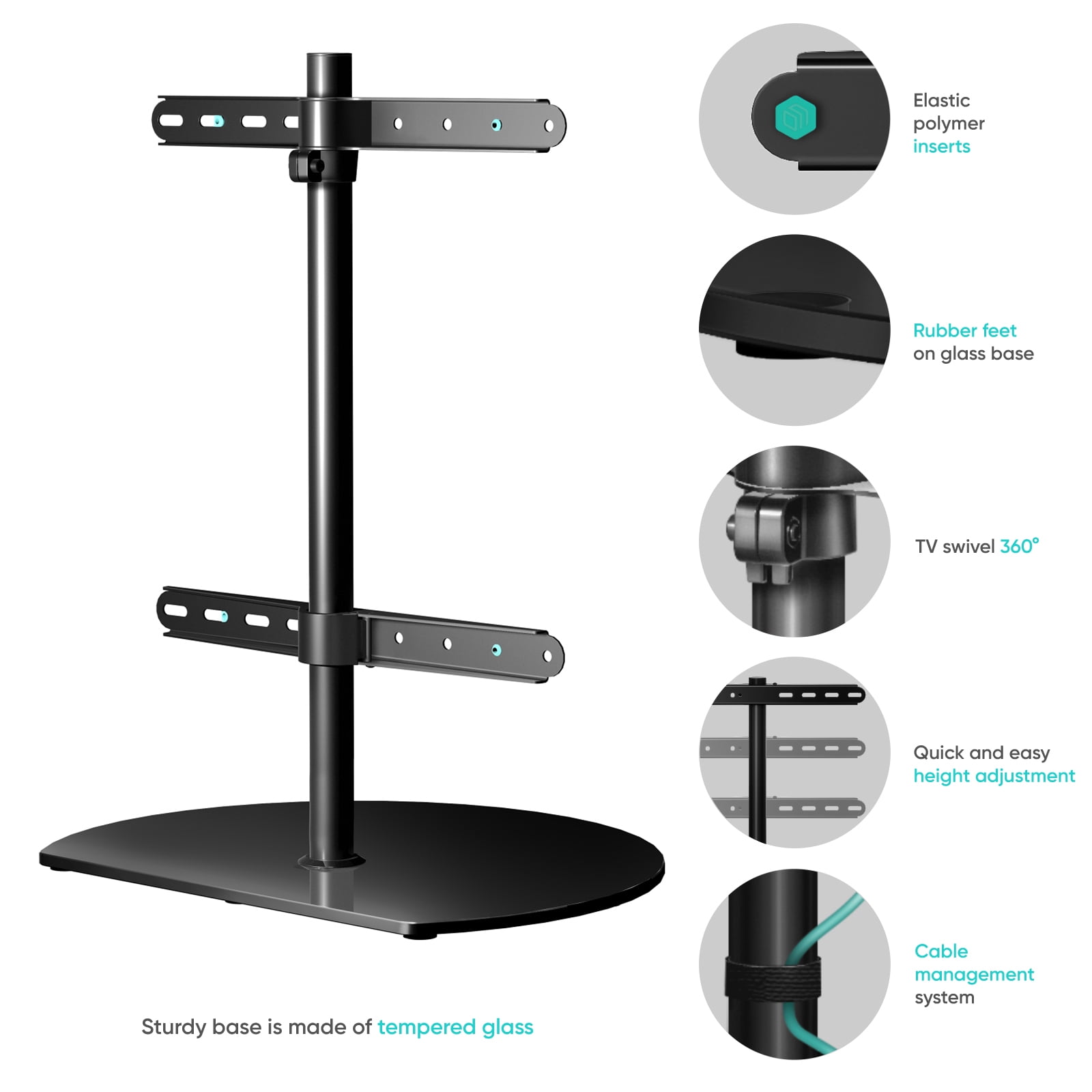 ONKRON Tabletop TV Stand Universal for 32"-65" TV up to 77 lbs Adjustable Swiveling max VESA 400x400