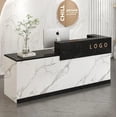 thumbnail image 4 of Pulpitos Small Reception Modern Office Desk White Bar Table Mobile Checkout Counter Retail Laudry Cabinet Bureau Shop Furniture My Lux Decor Round, 4 of 27