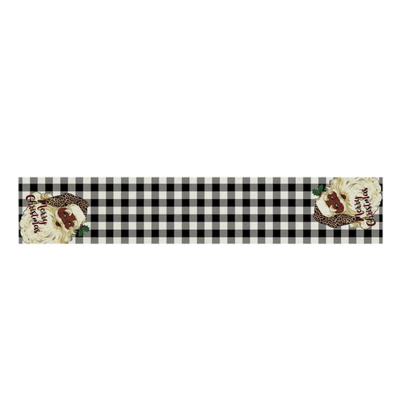 EUDIDV Christmas Products Christmas Table Runner Black Santa Claus Plaid Merry Christmas Decorations Holly Berries Holiday 13 X 72 Inch Winter Table Kitchen Dining Party Supplies Festive Supplies