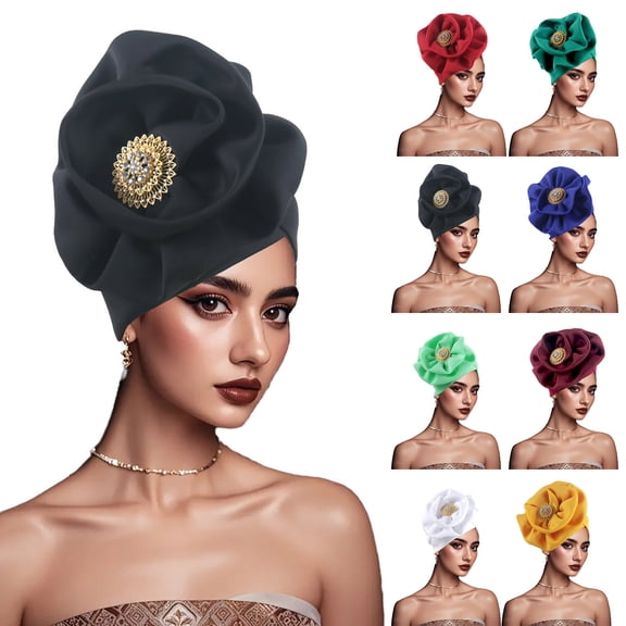 YHAJDS Women Turban Hat Indian African Cap Side Rosette Summer Breathable Daily Wear