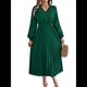 thumbnail image 3 of Vestido Informal de Otoño para Mujer, de Larga, con Escote en V y Pliegues, Corte A. Verde Oscuro L, 3 of 7
