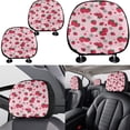 thumbnail image 4 of Jeiento Pink Strawberry Car Seat Covers Full Set for Car Front Rear Seat Covers, Headrest Cover, Coasters, Gear Shift Knob and Handbrake Cover, Cute Auto Accessory for Women Girls Universal Fit, 4 of 8