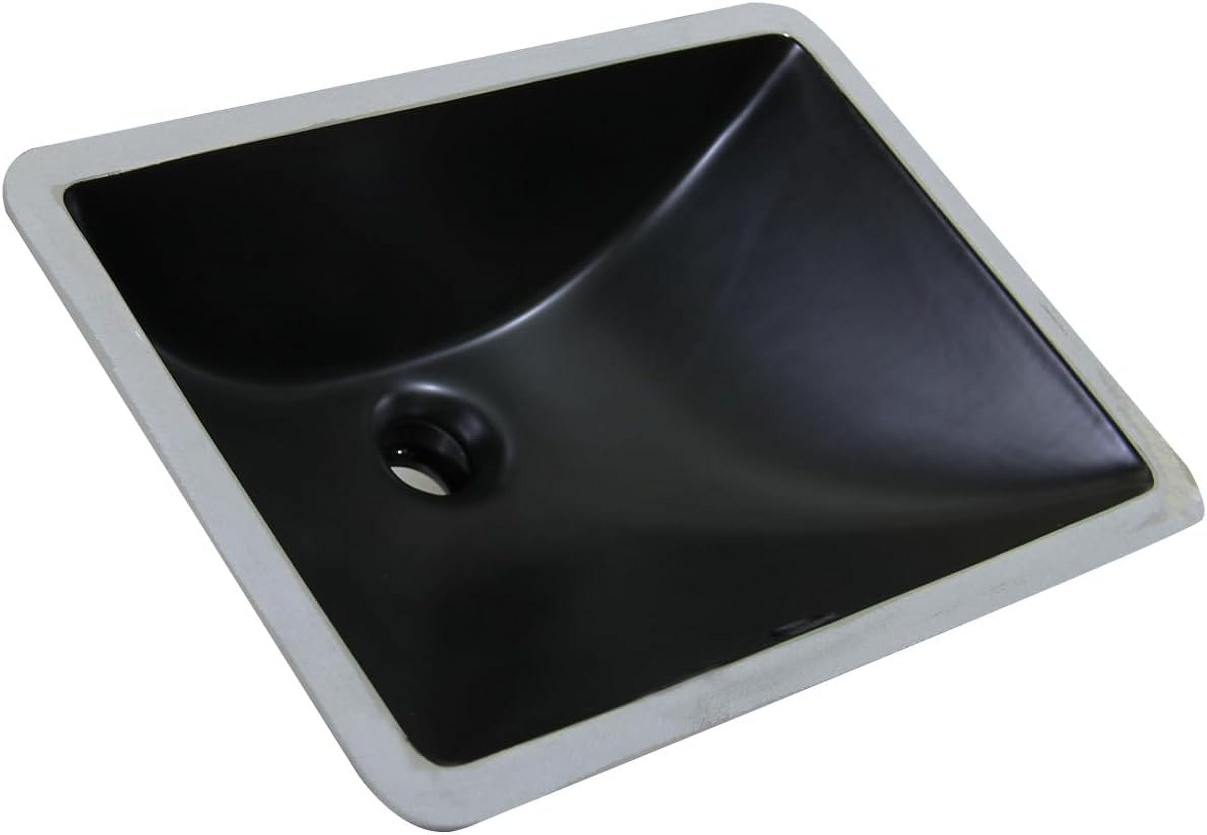 WinZo 18-inch Rectangular Undermount Bathroom Sink Modern Small Vanity Undercounter Porcelain Basin Matte Black