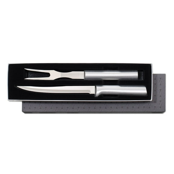 Rada Cutlery Carving Knife Set – Stainless Steel 2-Piece Carving Set With Stainless Steel Black Resin Handles