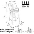 thumbnail image 5 of Andeworld Swivel Metal Bar Stools with Backs Counter Stools Set of 4 Counter Height Stools High Back Bar Chairs 24 Inches Bar Stools Farmhouse Silver, 5 of 9