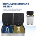 thumbnail image 5 of 16 Gallon Dual Compartment Trash Can, Stainless Steel Recycling Bin with Soft-Close Lids, Foot Pedals & Dual Inner Buckets, 60L Commercial Garbage Can for Kitchen, Silver, 5 of 9