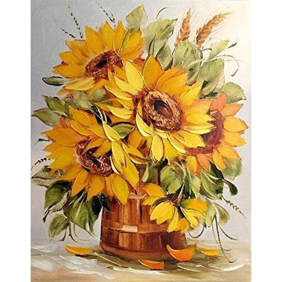 5D Diamond Painting Full Drill Kits, Yeesam Art Sunflowers Flowers Plant DIY Round Diamond Art Mosaic Crafts Cross Stitch Kits 30x40cm
