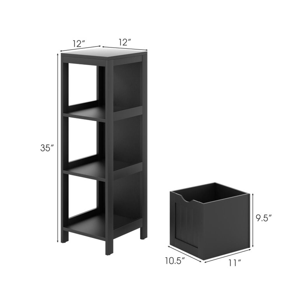 Finihen Bathroom Storage Cabinet, Bathroom Floor Cabinet, Wooden Bathroom Floor Cabinet with Removable Drawers, for Bathroom, Living Room, Bedroom, Kitchen, Black Finihen Bathroom Storage Cabinet, Bathroom Floor Cabinet, Wooden Bathroom Floor Cabinet with Removable Drawers, for Bathroom, Living Room, Bedroom, Kitchen, Black