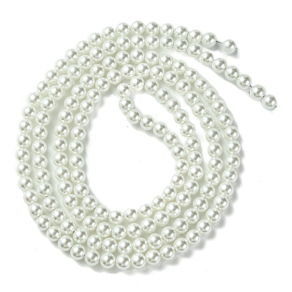 10 strand Eco-Friendly Glass Pearl Beads High Luster Grade A Round White 6mm Hole: 1mm 160pcs/strand 37.8 inch
