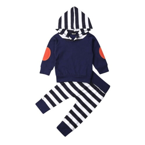 Newborn Toddler Kids Baby Boys Outfits Hooded Tops Pants Tracksuit Clothes Set 