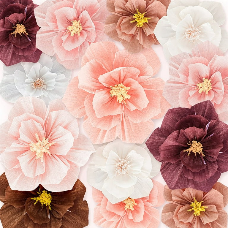  25 pc Extra large Hand Made paper flower wall great for wedding  wall, shower, head table, decoration party bride paper flowers : Handmade  Products