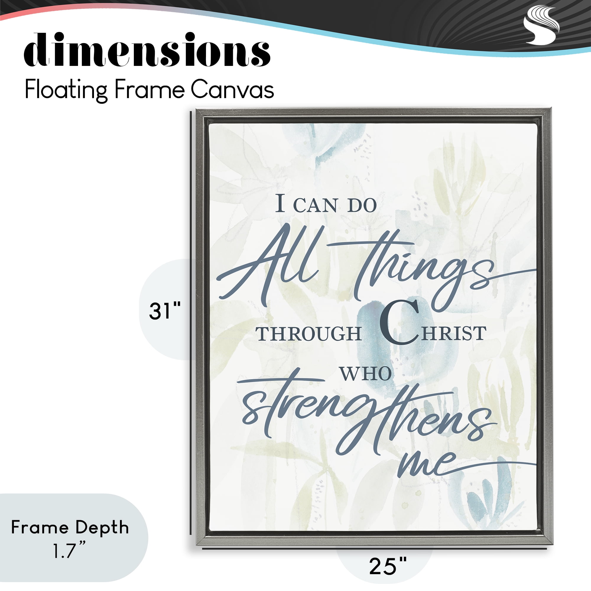 Stupell Industries All Things Through Christ Gray Framed Floater Canvas Wall Art, design by Krinlox