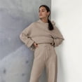 thumbnail image 4 of Conjunto de Dos Piezas para Mujer, Suéter Informal de Punto con Capucha y Pantalones Rectos, Ropa de Viaje para el Otoño. Albaricoque M, 4 of 7
