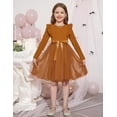 thumbnail image 5 of Arshiner Toddler Tutu Dress Little Girls Long Sleeve Casual Tulle Kids Fall Winter Outfits with Ribbon, 5 of 6